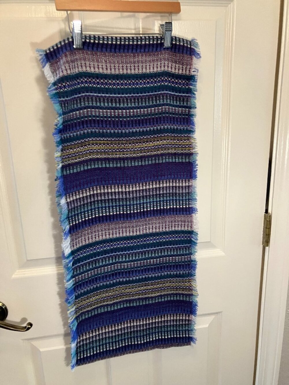 Multicolor Acrylic Winter Scarf – Fringe Edge – Boho / Fair Isle Style